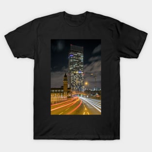 Beetham Tower Manchester at Night with Light Trails T-Shirt